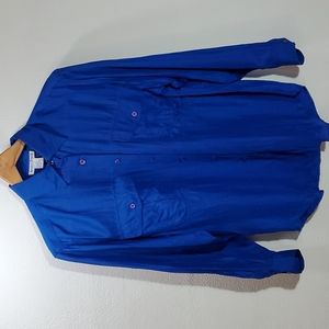 Vintage 90's M 100% Silk Colbalt Royal Blue Button Up Collar Shirt